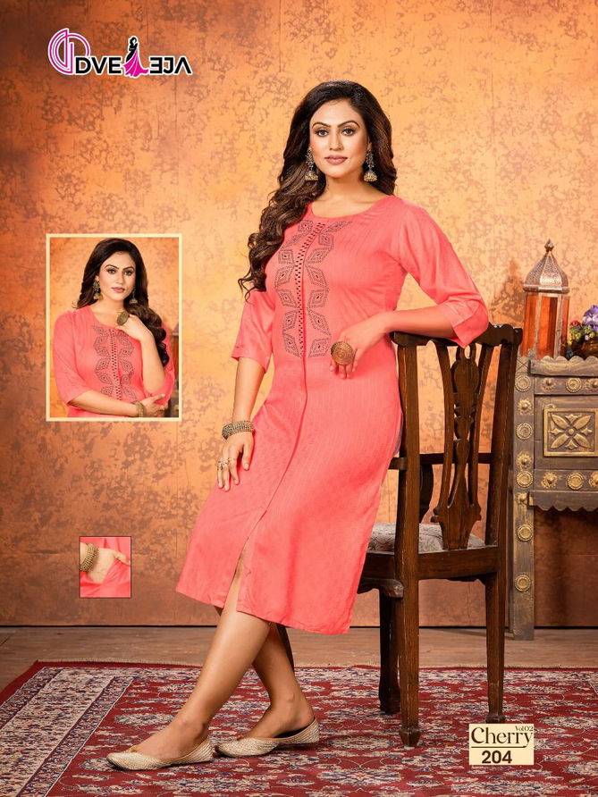 Dveeja Cherry 2 Rayon Fancy Regular Wear Designer Kurti Collection